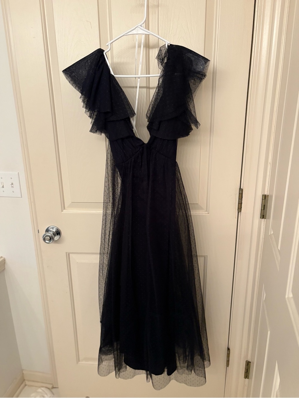 Lulu's Black Layered Ruffle V-Neck Midi Dress